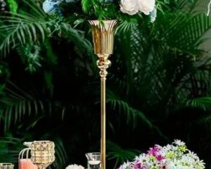 Hoge goudkleurige vaas - Kan gevuld worden met pluimen of bloemen - 82cm hoog - €18,00 stuk 8 stuks (3)